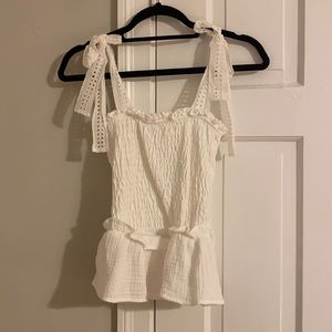 Anthropologie white eyelet tank top